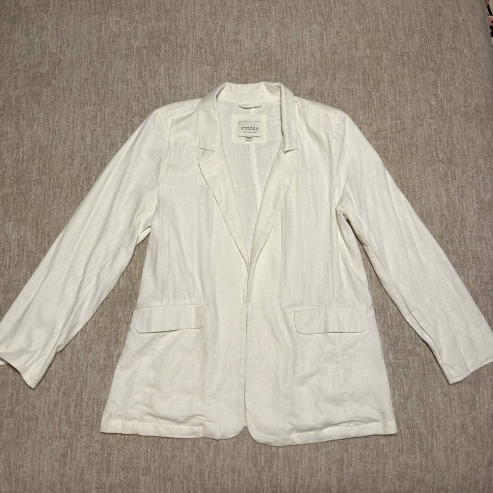 Stoosh linen white open blazer- xl